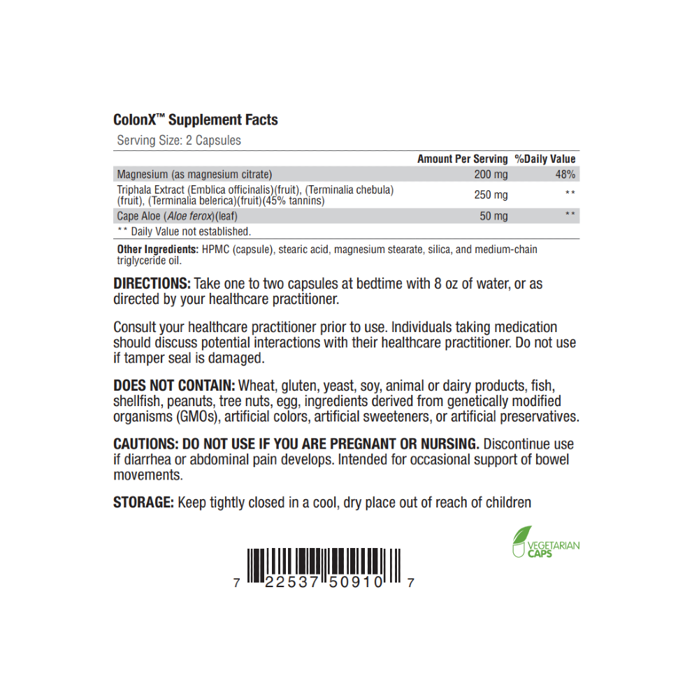 Colon Rx Label ColonX – Vitahealth Apothecary